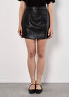 Faux Leather A-Line Mini Skirt, Black, large