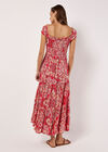 Scarf Print Milkmaid Maxi Dress, Red, large