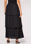 Plisse Cotton Tiered Maxi Skirt, Black, large