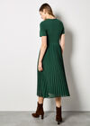 Rib Knit Chiffon Skirt Midi Dress, Green, large