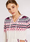 Fairisle Pocket Hoodie Jumper, Cream, large