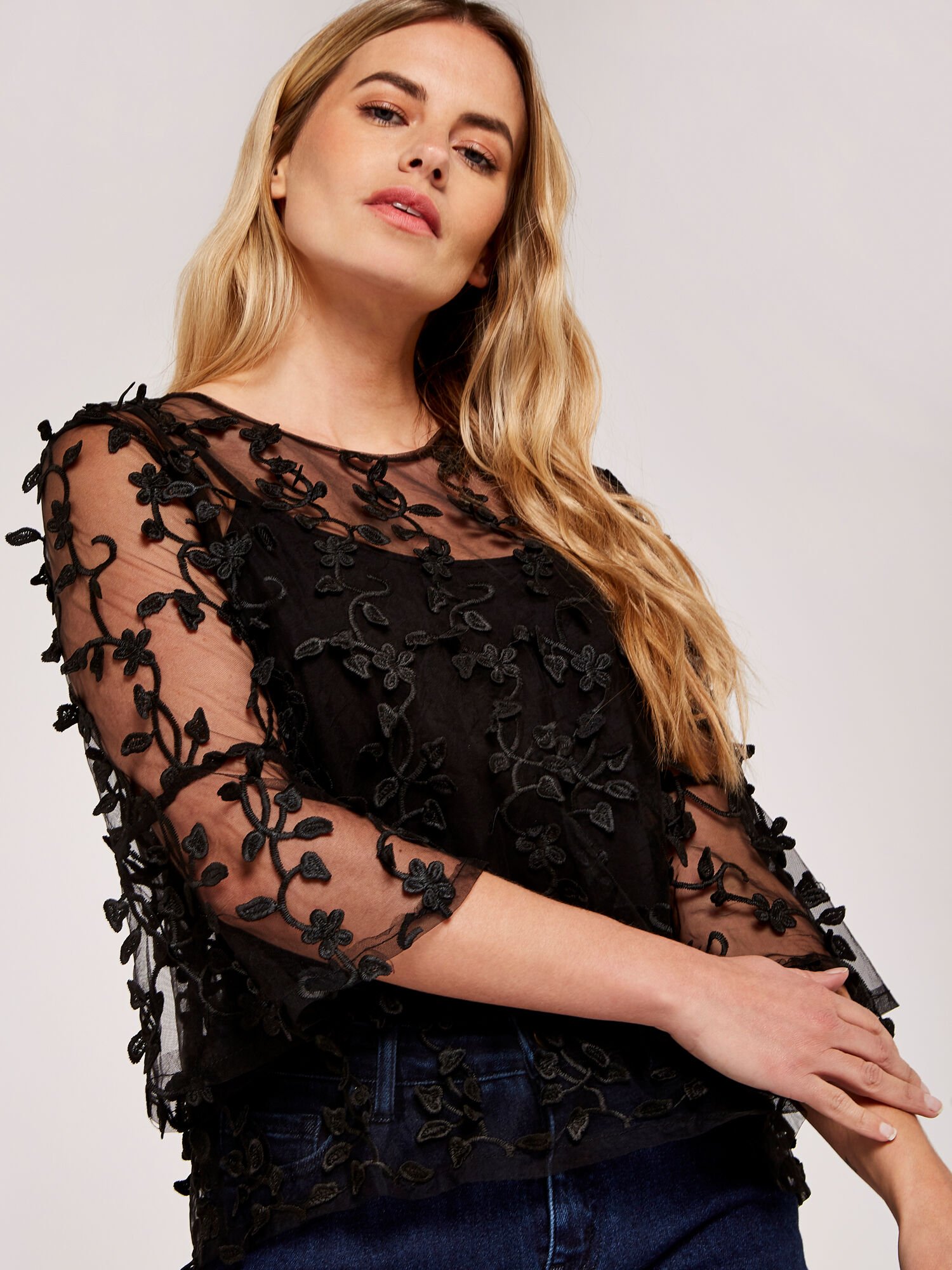 Lace hotsell mesh blouse