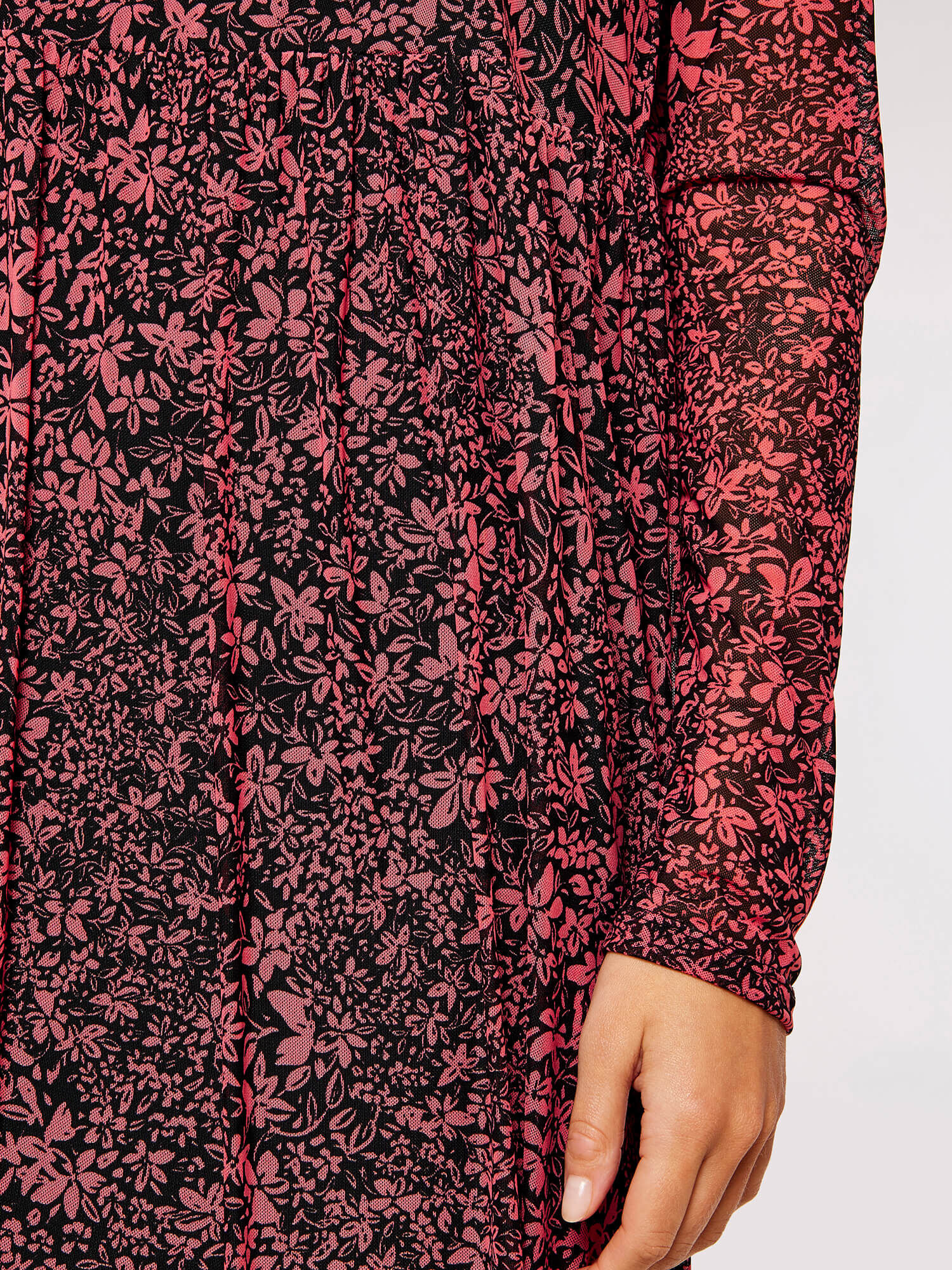 Floral Print Midi Dress Apricot Clothing