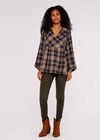 Check Peplum Hem Blouse, Rust, large