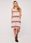 Abstract Stripe Curve Hem Dress, Peach, large