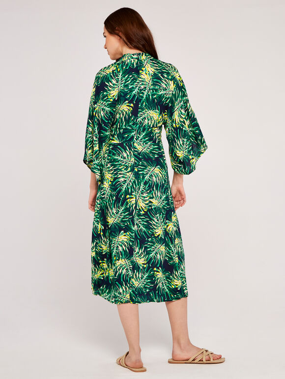 Tropical Leaf Knot Dress, Navy, large