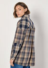 Mixed Check Oversized Shirt, Navy, large