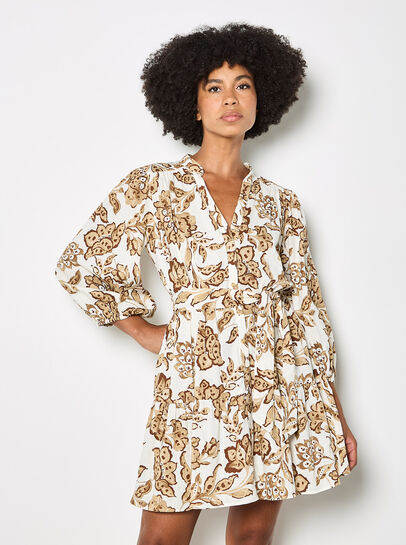 Painterly Sarasa Floral Mini Dress