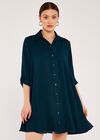 Shirt Swing Dress, Teal, large