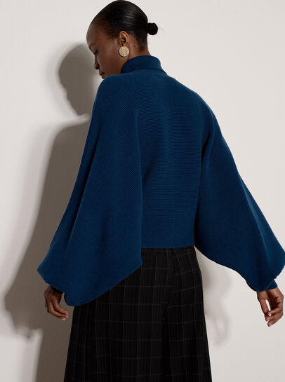 Ribbed Knit Batwing Cape Jumper