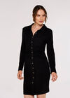 Ruched Mini Shirt Dress, Black, large
