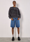 Waffle Panel Washed Cotton Sweatshirt, Grey, large