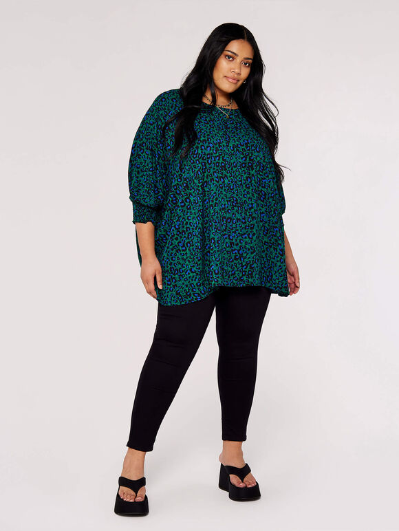 Curve Animal Print Top, Green, large