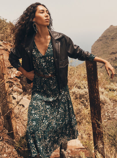 Eucalyptus Print Tiered Maxi Dress