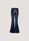 Lulu Scarf Belt Flare Jeans, Blue, large