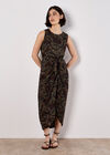 Batik Leaf Wrap Midi Skirt, Black, large