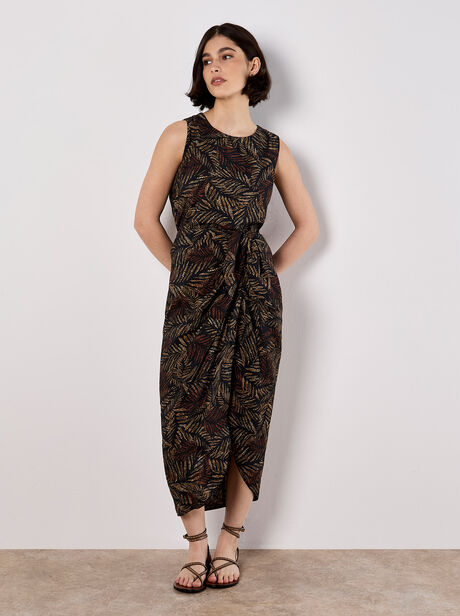 Batik Leaf Wrap Midi Skirt