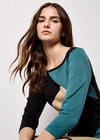 Colour Block Panel Knitted Mini Dress, Teal, large