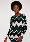 Chevron Oversized Top, Green, large