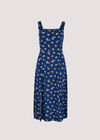 Floral Split Sun Midi Dress, Blue, large