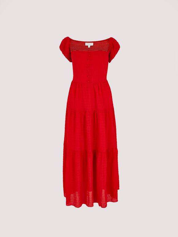 Self Check Midi Dress, Red, large