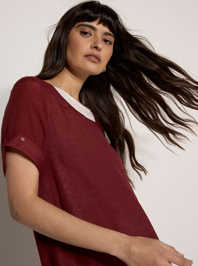 Slub Shimmer Tunic Mini Dress