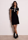 Blanket Stitch Knitted Mini Dress, Black, large