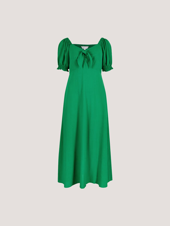 Tie Detail Milkmaid Midaxi Dress, Green, large