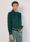 Ruffle Neck Chiffon Blouse, Green, large
