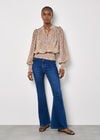 Ikat Swirl Shimmer Chiffon Top, Stone, large