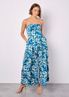 Floral Ikat Palazzo Jumpsuit, Blue, large