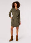 Utility Shirt Mini Dress , Khaki, large