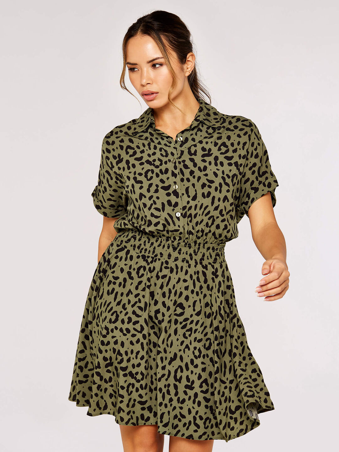 arula green dress Rent Asos Design Crinkle Wrap Mini Sundress With Buckle In Leopard Print