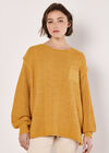 Textured Knit Oversized Jumper, Mustard, large