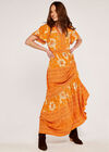 Floral Patchwork Print Maxi Dress, Orange, large