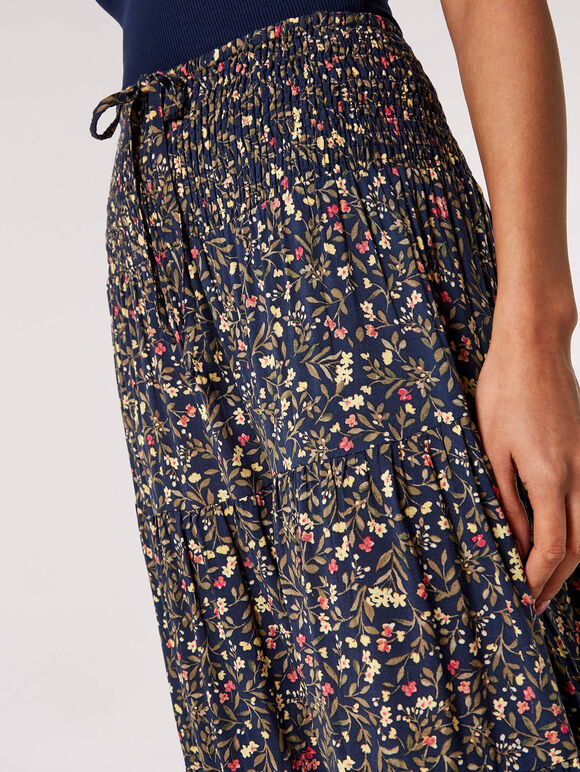 Floral Forest Maxi Skirt Apricot Clothing