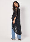 Guipure Lace High-Low Cardigan, Black, large