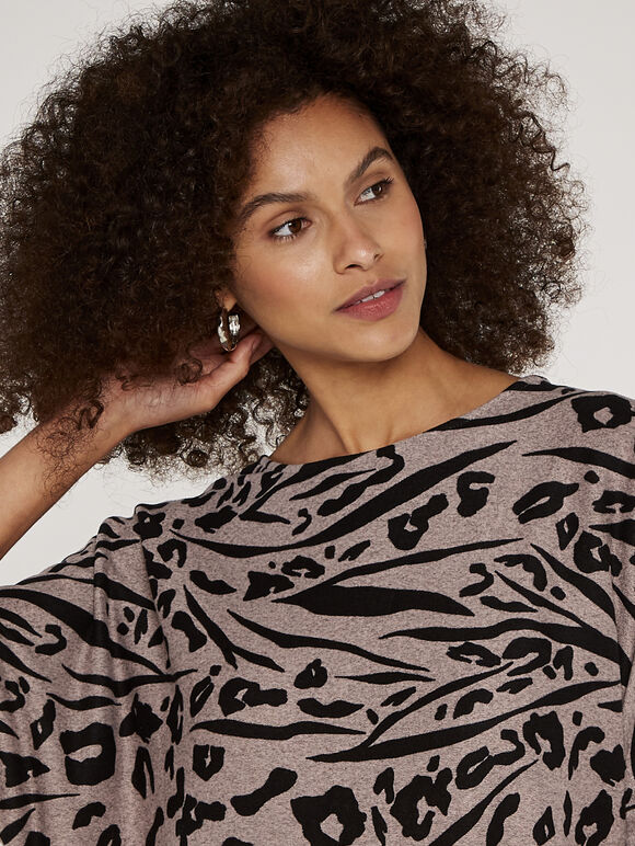 Leopard And Zebra Batwing Top, Pink, large