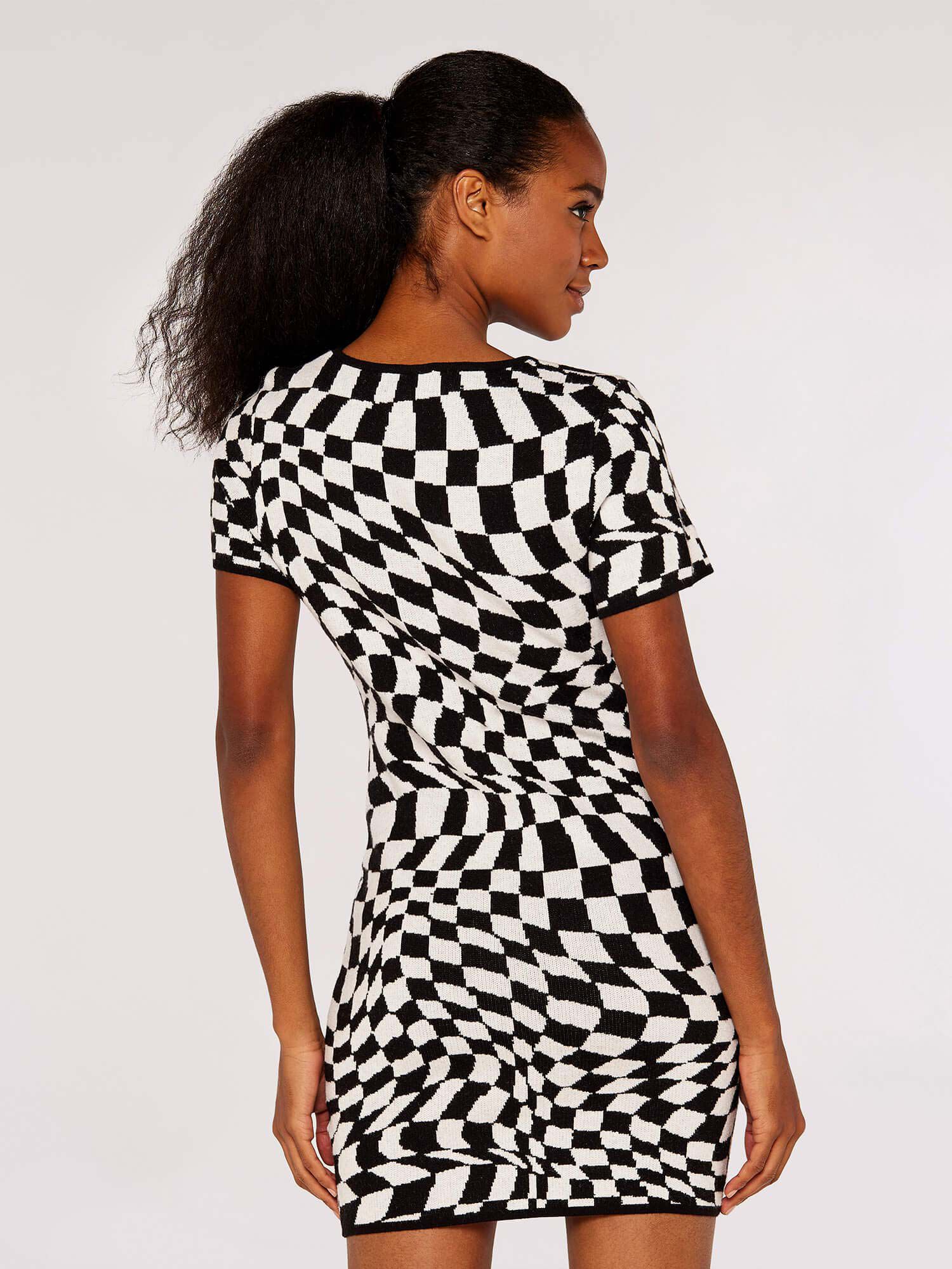 black and white knit dress