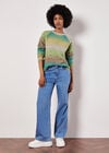 Boucle Knit Multicolour Jumper, Green, large