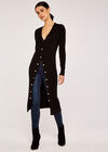 Ribbed Longline Cardigan, Black, large