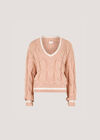 Cropped Cable Cricket Jumper, Pink, large