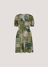 Ditsy Patchwork Milkmaid Mini Dress, Green, large