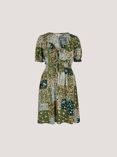 Ditsy Patchwork Milkmaid Mini Dress