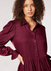Satin Shirt Mini Dress, Burgundy, large