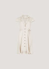 Linen Blend Shirt Mini Dress, Stone, large