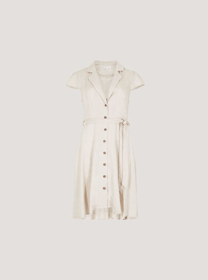 Linen Blend Shirt Mini Dress