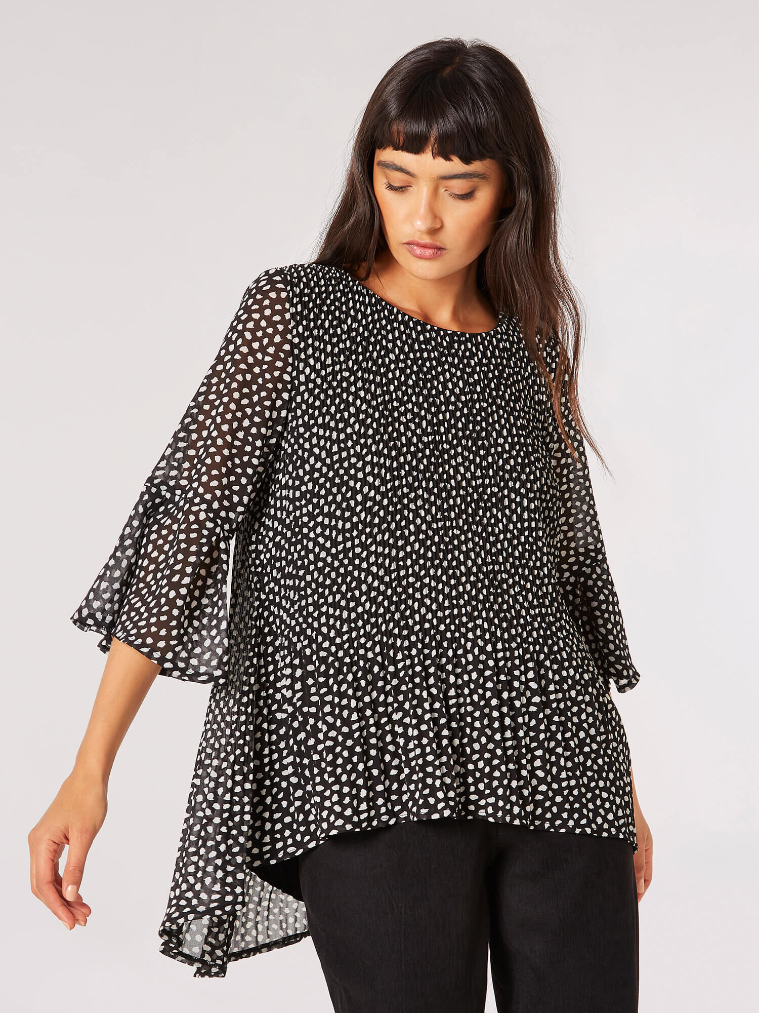 Polka dot bell sleeve top clearance