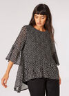 Plisse Bell Sleeve Top, Black, large