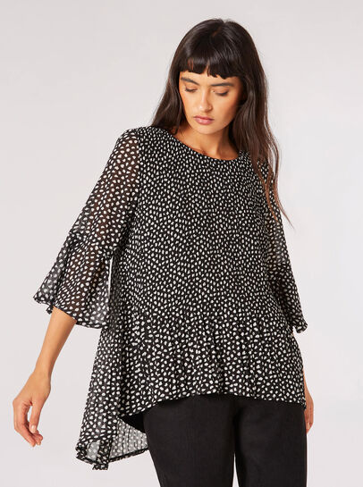 Polka Dot Plisse Oversized Top